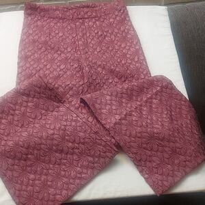 Free People Textured Floral Jacquard Wide Leg Pants | Soft Burgundy Mauve Tone |